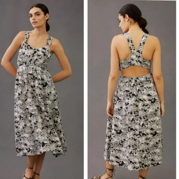 Anthropologie Dresses & Skirts - new Anthropologie Printed Midi
Dress Black and White Floral